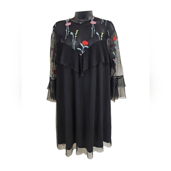 K/Lab Black Women's L Long Sleeve Bishop Sundress - Picture 3 of 8